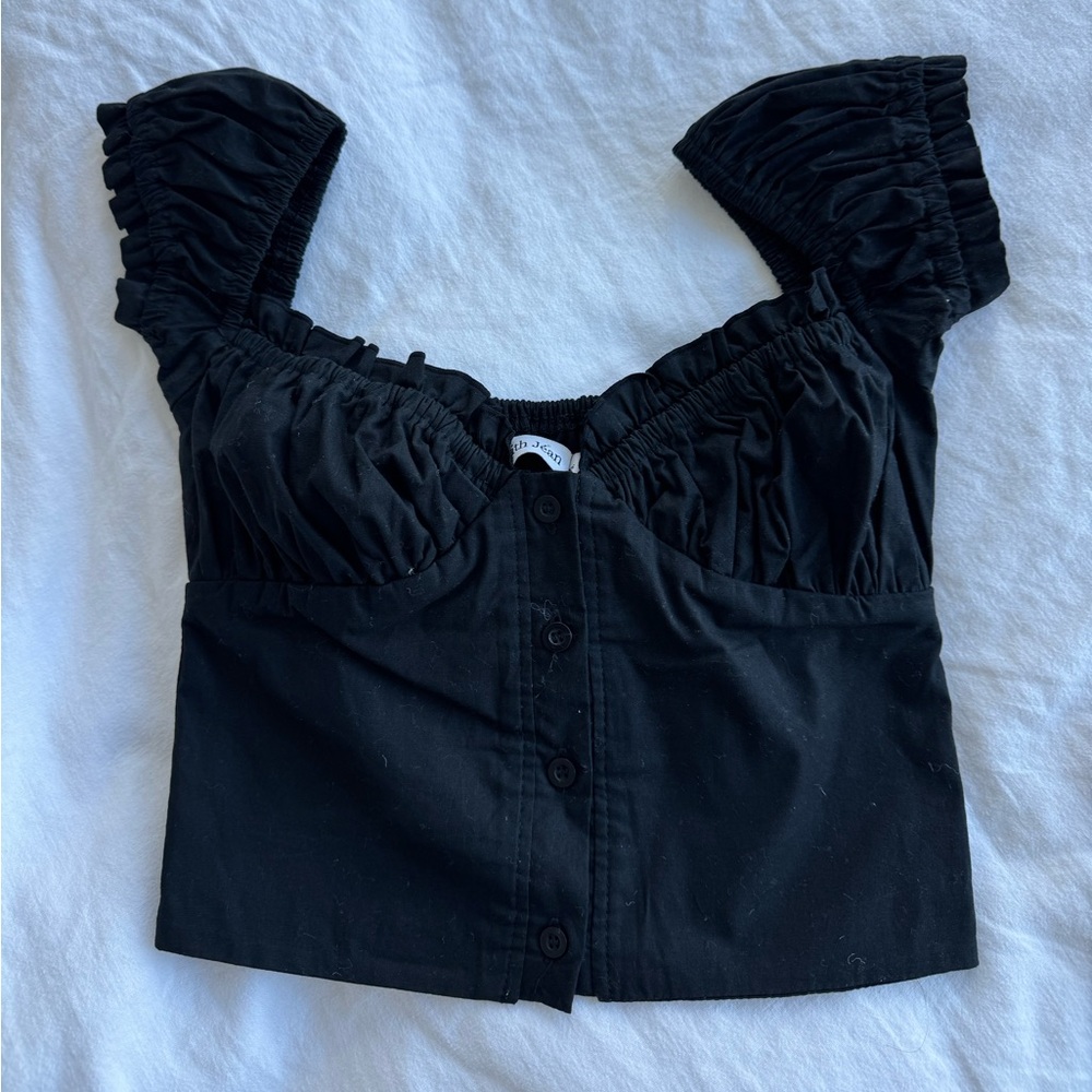 With Jean Black Ruched Women's Top